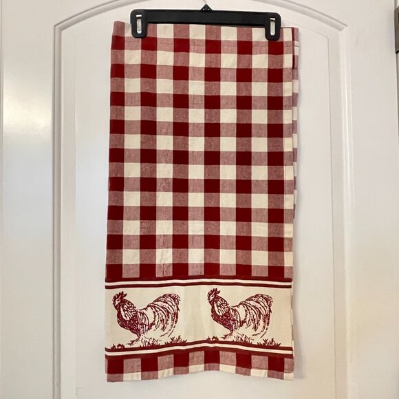 New Park B. Smith Window Curtain Rooster Chicken Checked Curtain - Picture 1 of 6
